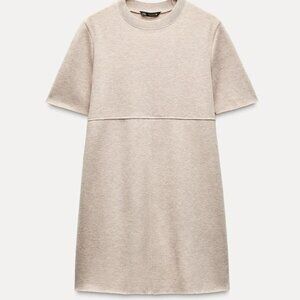 Zara light camel shift a-line mini dress